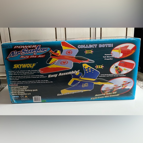 New Vintage 2003 Hasbro Power Air Surfer SkyWolf RC Toy Remote Control Airplane - Picture 2 of 10
